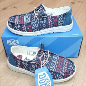 Hey Dude Womens Size 7 Wendy Winter Sweater Size Navy Ugly Slip On Shoes NWT